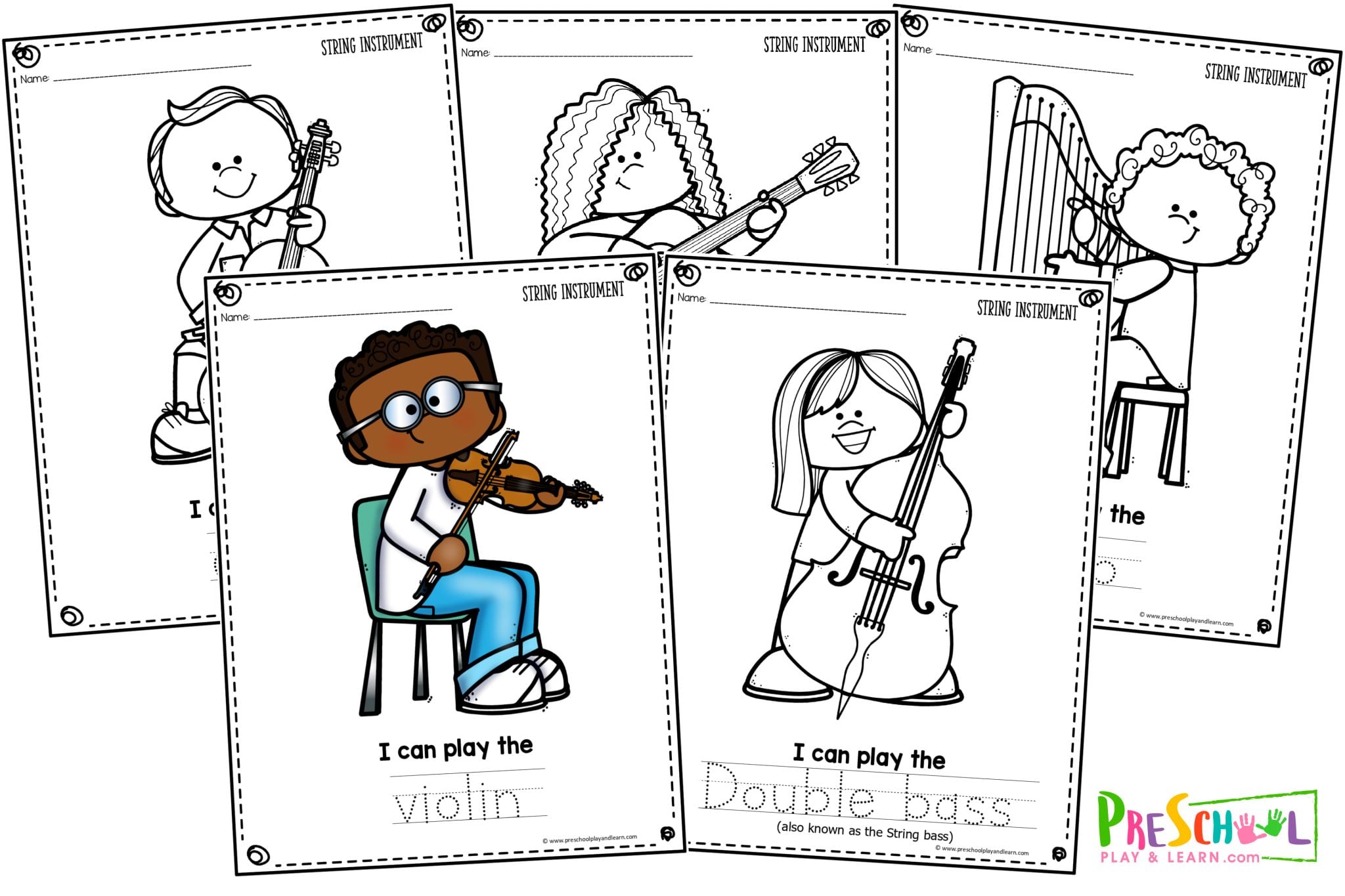 Free Cute Music Instrument Colouring Pages