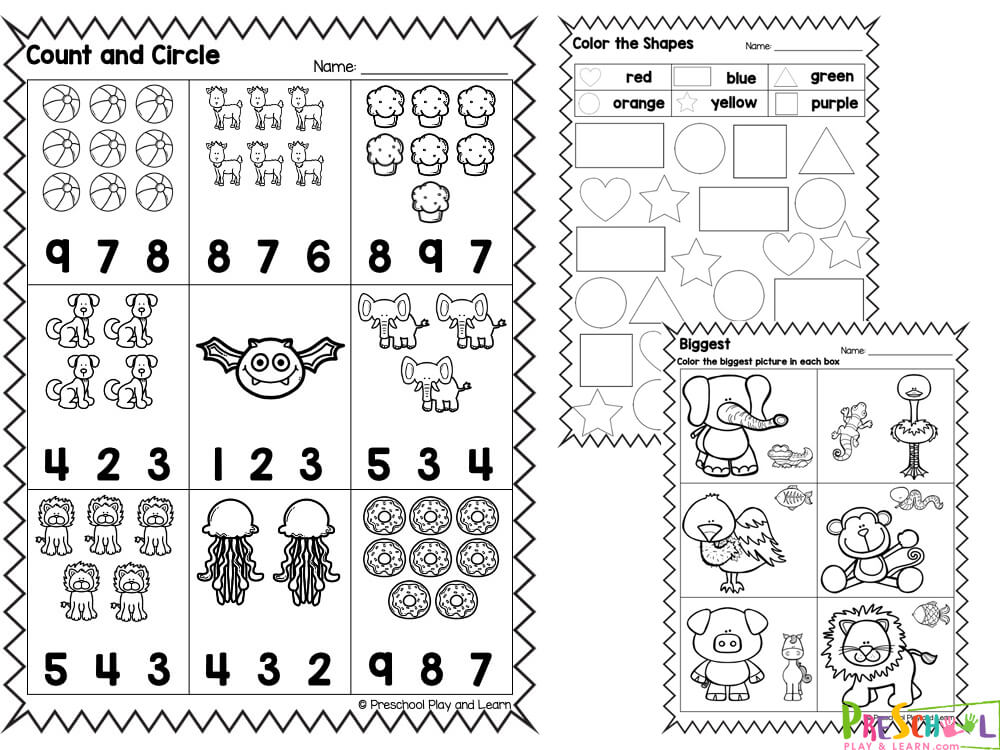free printable pre k worksheets Children will work on visual discrimination as they search for the items in some of the activities in this pack.ย In addition, students can work on counting, spelling and more. Finally, many activities in this printable pack help kids work on strengthening fine motor skills and strengthening hand muscles they will need as they begin writing letters and numbers in school.