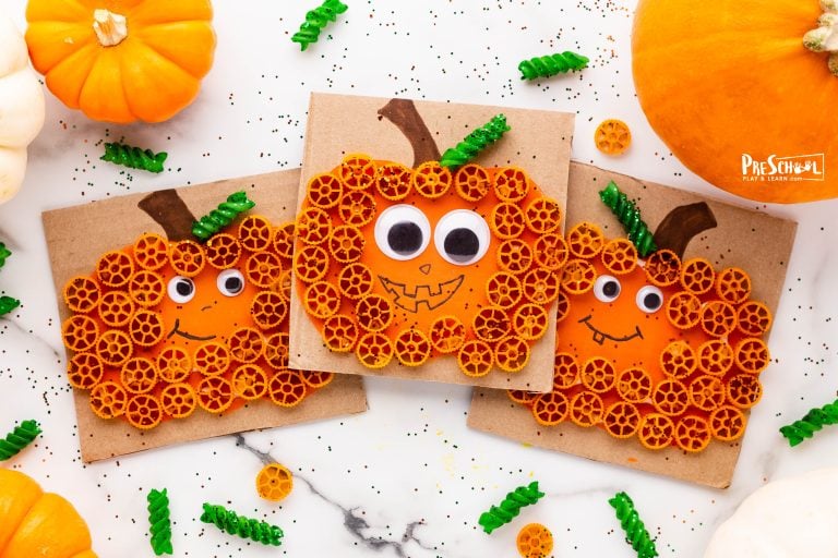 Pasta Pumpkin Craft for Preschoolers