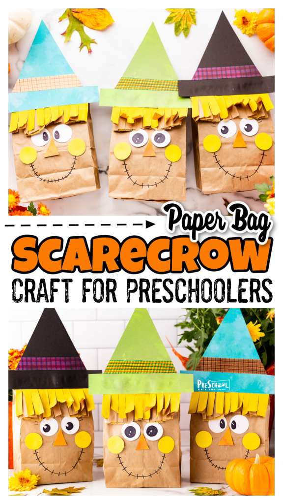 Get ready for a delightful fall craft! Create an adorable scarecrow using just a simple paper bag. This charming scarecrow craft for preschool kids makes for an enjoyable and easy project to celebrate the beauty of autumn and all things farm-related.