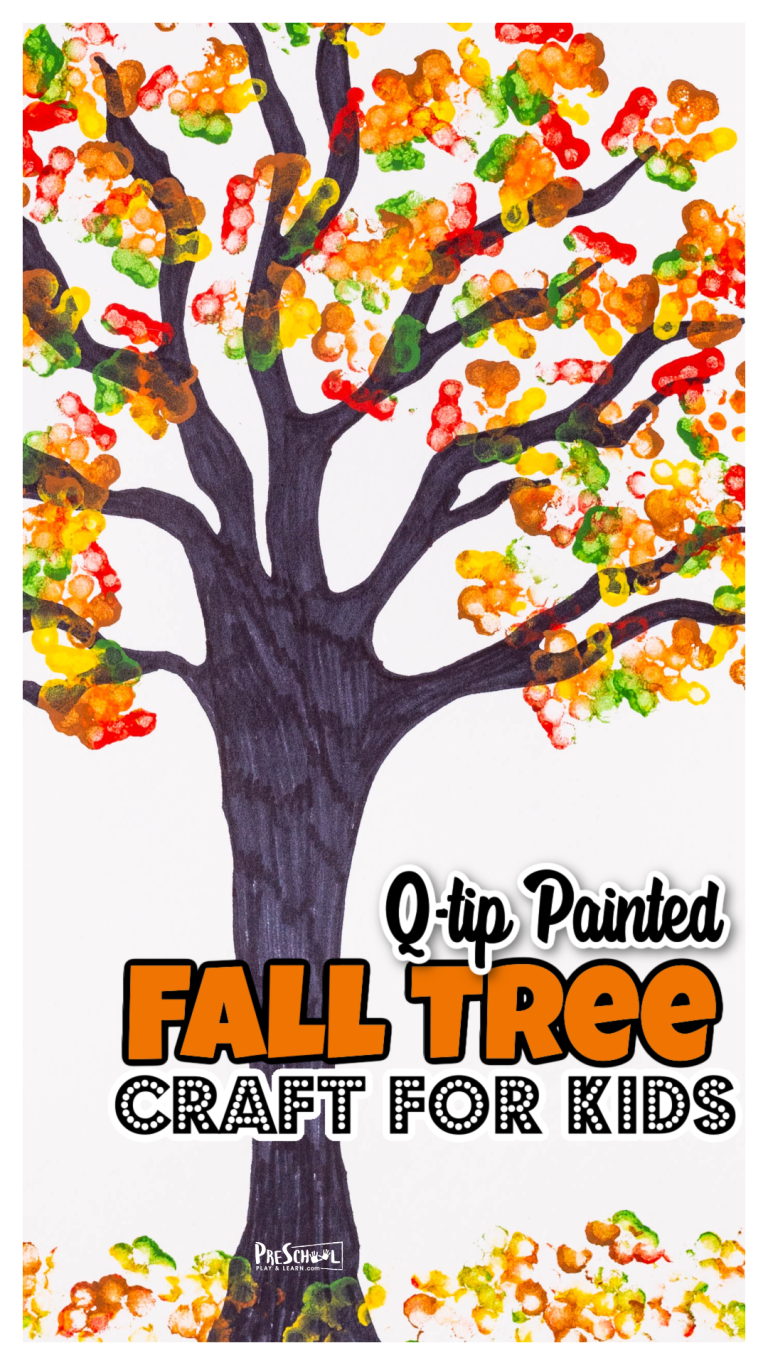 Q-tip Painted Fall Tree Craft for Preschool