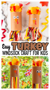 Are you looking for some cuteย preschool craft ideas for thanksgiving? You will love ourย turkey windsock craft! This easyย turkey craft is the perfect November art project that is both fun-to-make and super cute too!