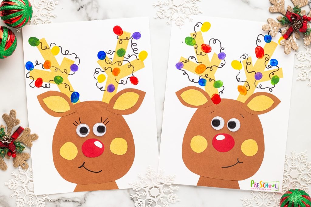 Create a cute and easy fingerprint reindeer craft for Christmas using paint, construction paper, and googly eyesโperfect for kids of all ages!