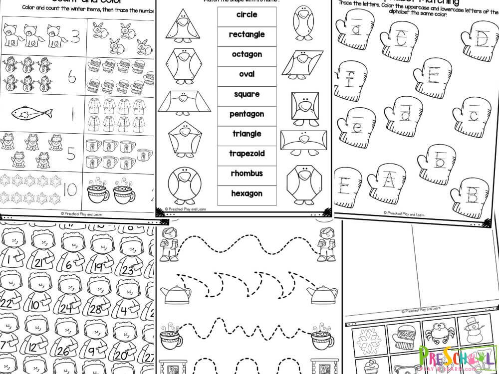 This delightful collection features 20 engaging activity sheets designed to keep young minds active and entertained throughout the winter months. Each worksheet is filled with fun and educational activities that promote various learning skills while keeping preschoolers engaged.

Inside this winter-themed assortment, you’ll discover a variety of activities that are perfect for preschoolers. There are cut and paste exercises that help children learn to identify winter versus non-winter items. This not only enhances their critical thinking skills but also introduces them to seasonal concepts in a fun way. Additionally, children will enjoy practicing line tracing, which aids in developing their fine motor skills needed for writing.

We believe that learning should always be colorful, so our winter worksheets also incorporate patterns and number recognition activities. Children will have a blast sequencing sizes and counting the winter-themed objects, which helps build their math skills in a playful environment. Shape identification activities will further expand their understanding of geometric concepts in a way that is easy for them to grasp.