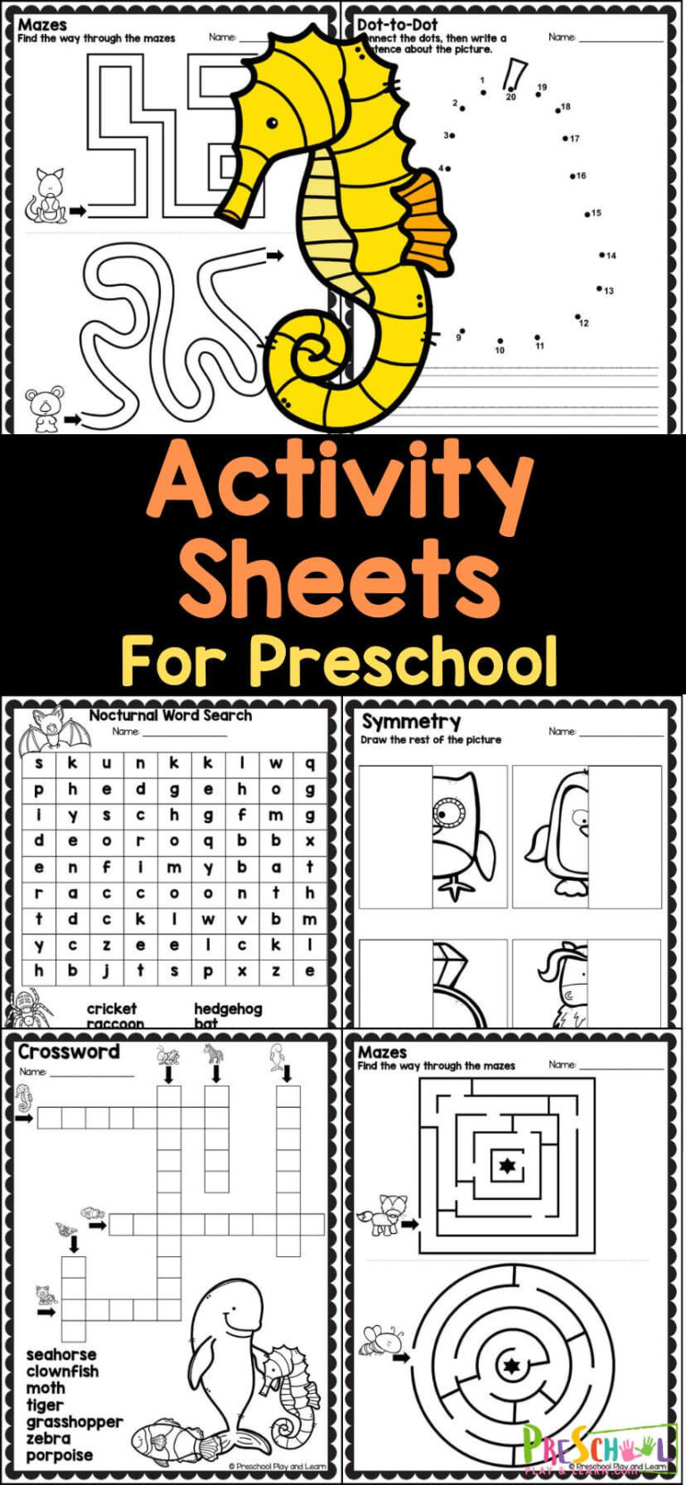 Play & Learn: Free Printable Activity Sheets for Curious Preschoolers