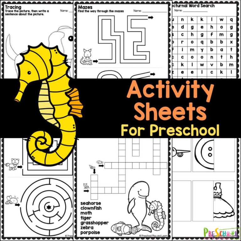 Play & Learn: Free Printable Activity Sheets for Curious Preschoolers