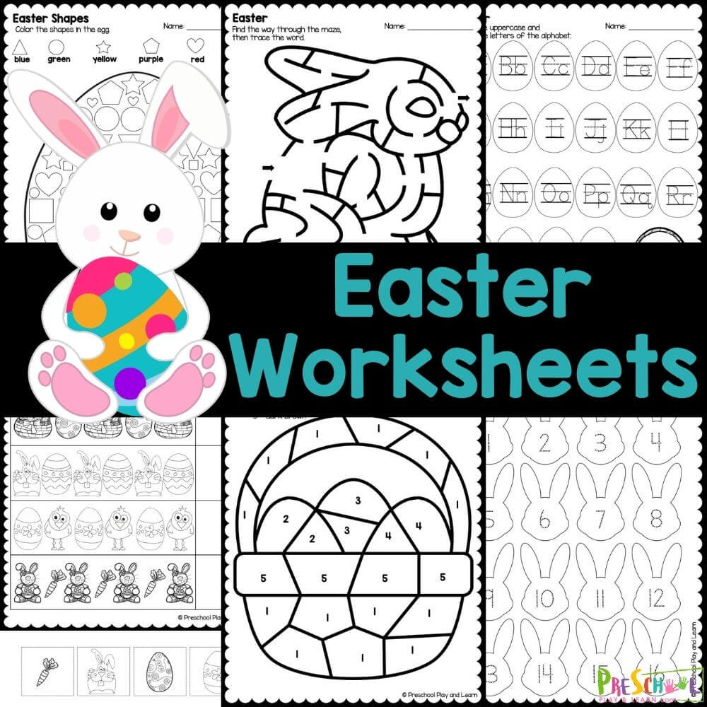 Celebrate Easter with our free printable Preschool Easter Worksheets that offer a fun and educational way for young learners to trace, decorate, navigate, and play while practicing letters, numbers, and festive word games.