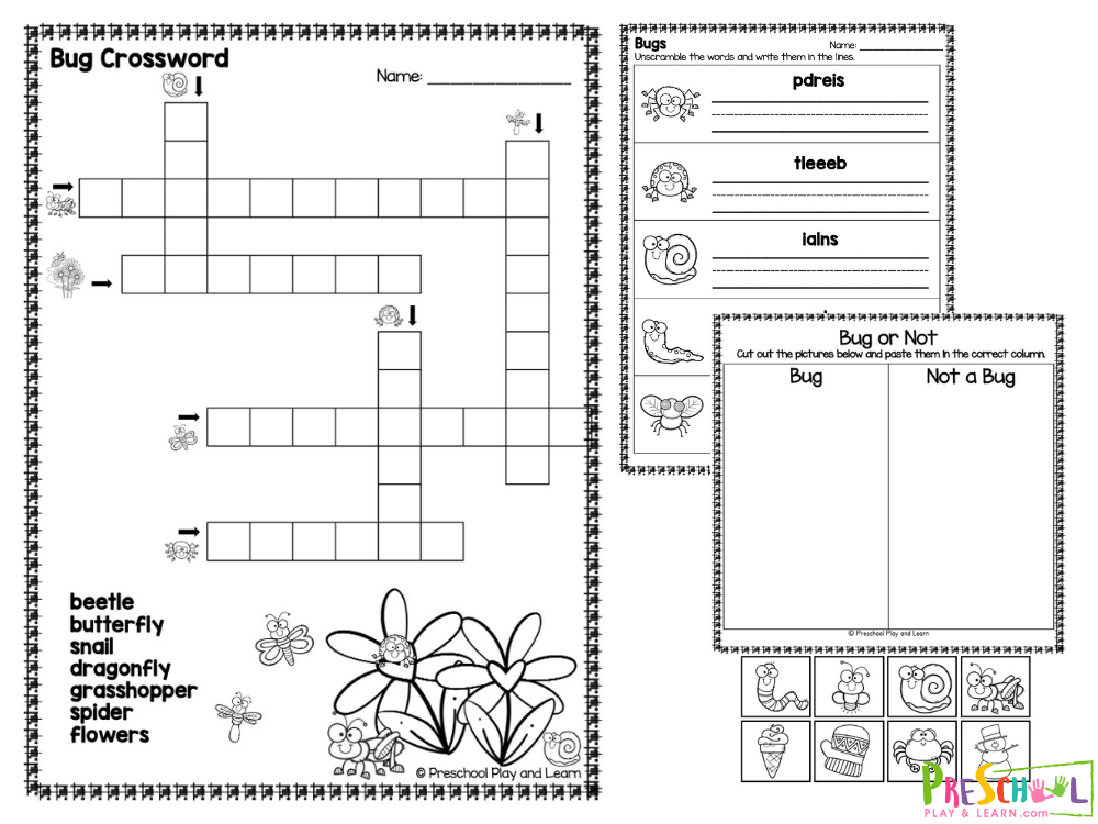 Trace the numbers Color and count the items, then trace the numbers Color the odd and even numbers using the code Match the shape with its name Cut and paste from shortest to tallest Draw the rest of the picture Crossword Color by code addition Color by code subtraction