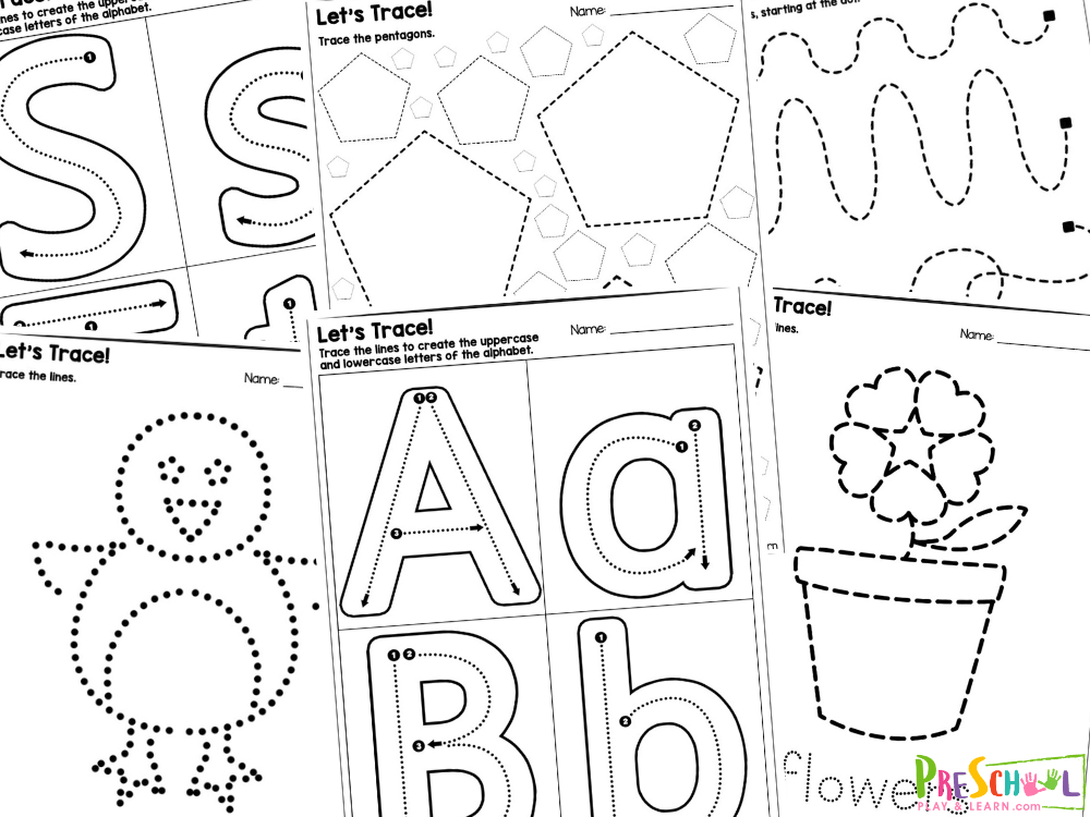 In this pack, you will receive fifty pages that contain tracing activities on each page.ย Activities included: Seven pages of tracing lines Ten pages of tracing shapes Thirteen pages of tracing the letters of the alphabet Twenty pages of tracing animals and other pictures