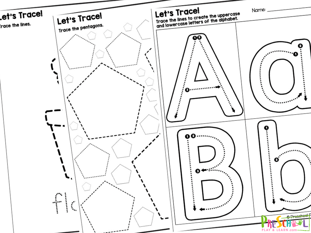 Looking for a fun and effective way to help your little ones develop essential fine motor skills? Look no further! Our Preschool Tracing Worksheets are the perfect resource for young children eager to learn. With over 50 pages of engaging practice, these worksheets cover a variety of tracing activitiesโlines, alphabet letters, shapes, simple pictures, and much more! Fine motor skills are crucial for preschoolers as they lay the groundwork for future writing, drawing, and other tasks. By practicing their tracing, children strengthen their hand muscles and improve their coordination. As they trace, they're not just having fun; they're developing the skills they need for school readiness and beyond. Whatโs great about our tracing worksheets is that they are SO easy to use. Simply download the free printable worksheets, and youโre ready to go! Parents and teachers can print them out at home or take them on the go for easy learning during road trips or waiting times.