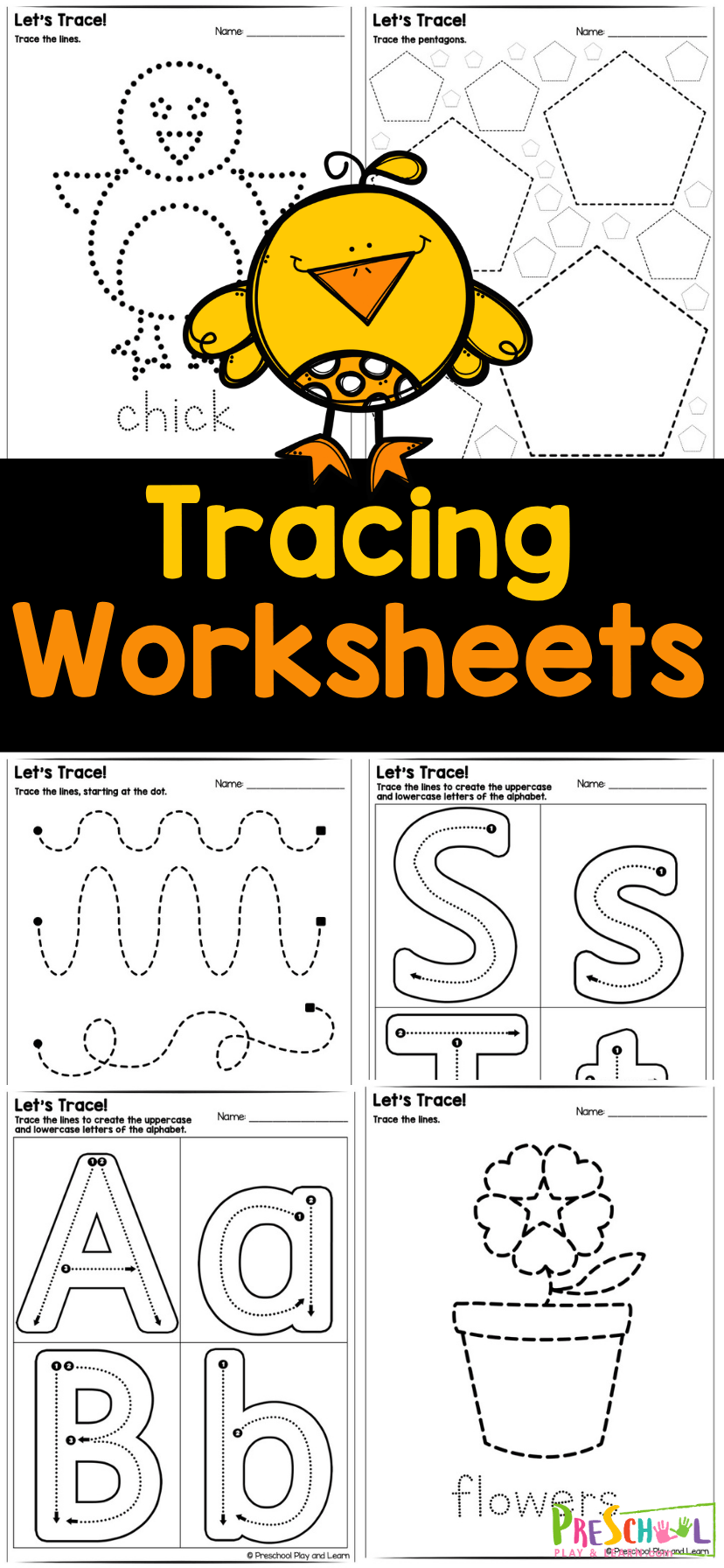 Fine Motor Skills Line Tracing Worksheets for 3 year olds