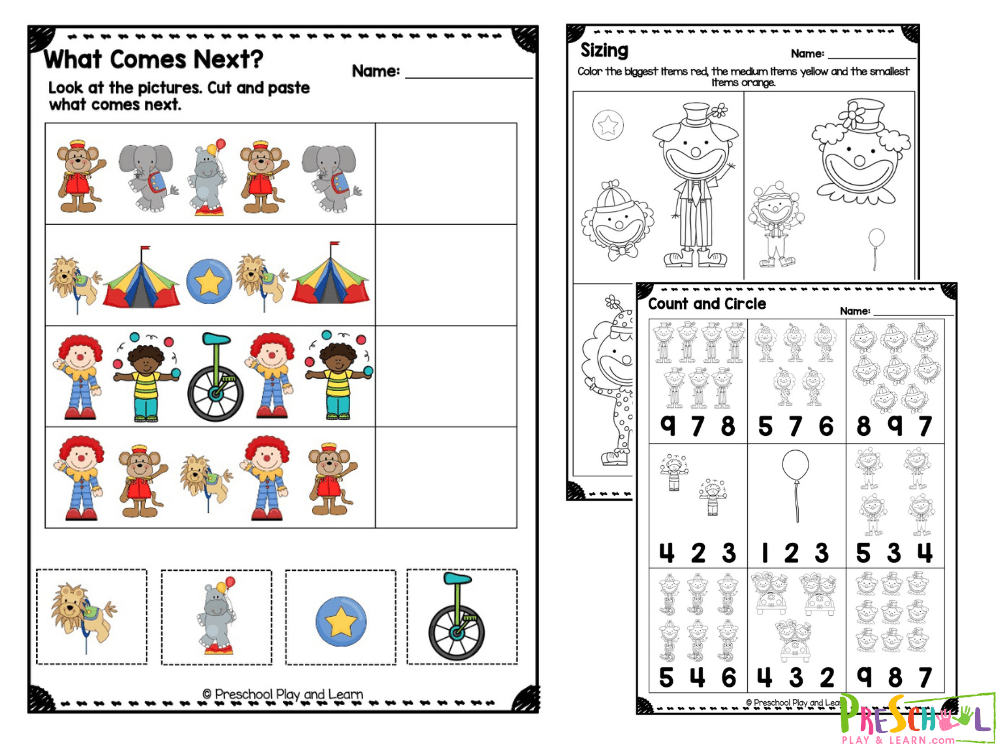 Odd or even clown numbers worksheet Color color by code Circus I Spy - Color, count and write the number Counting at the Cirucs Clown Car place value activity Count and paste the tally marks