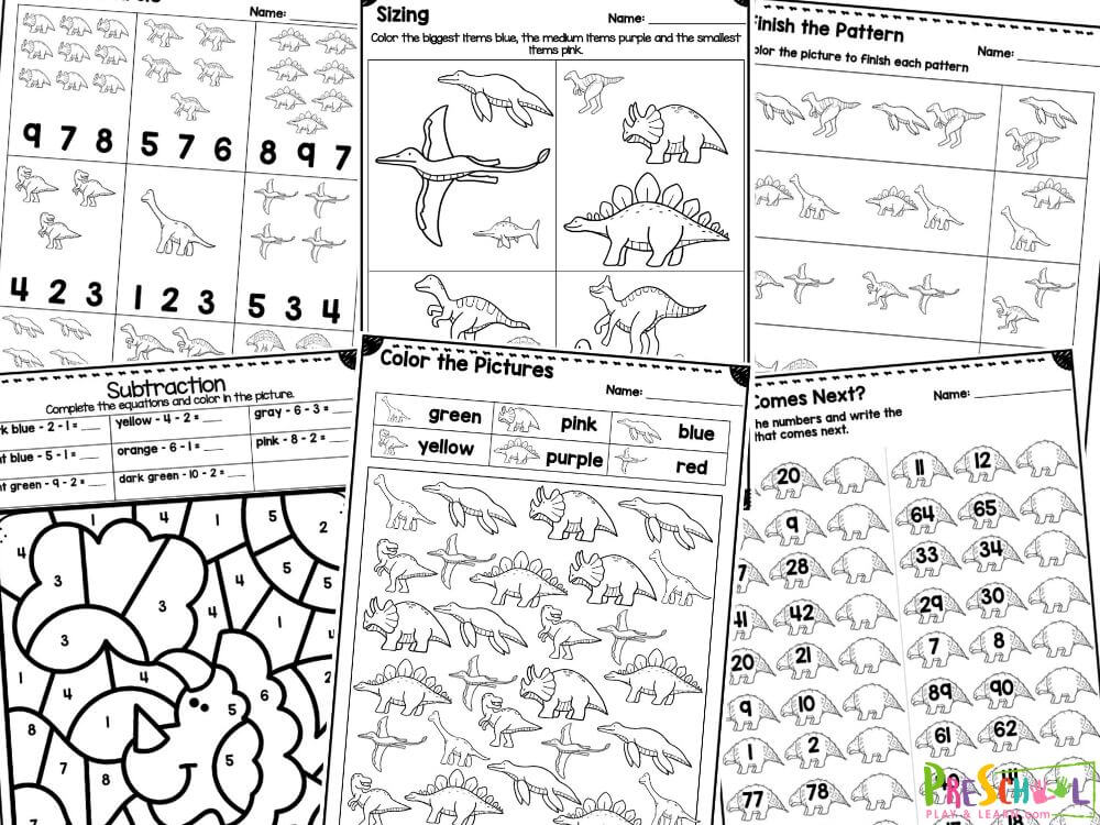 The dinosaur activities in this pack include: T-rex and Pterodactyl Mazes Dinosaur or Not Cut and Paste Worksheet Dino Matching Trace the Lines Activity Color the dinosaur picture to finish the patterns Cut and Glue What Dinosaur Comes Next? Dino Trace the lowercase letters of the alphabet Dinosaur Trace the uppercase letters of the alphabet Find and color the vowels How many words can you make from DINOSAUR?