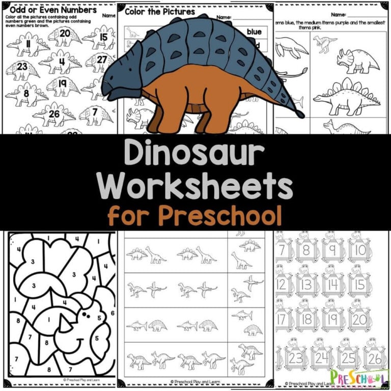 FREE Preschool Dinosaur Worksheets