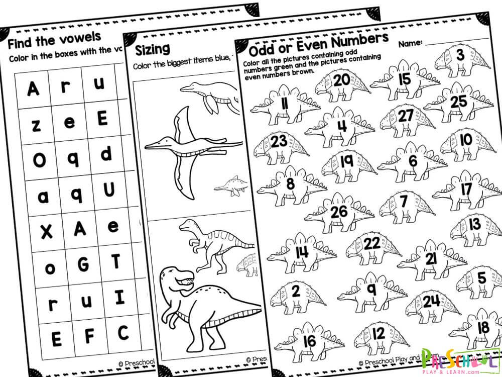 printable dinosaur activities preschool